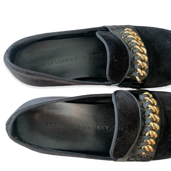 Stella McCartney Velvet Gold Chain Platform Shoes - Picture 9 of 17